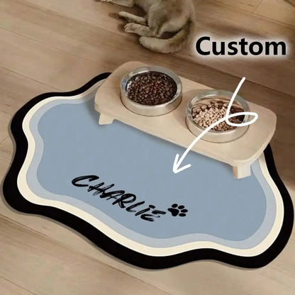 Custom Pet Feeding Mat - Non-Slip, Quick-Dry Design with Personalized Name