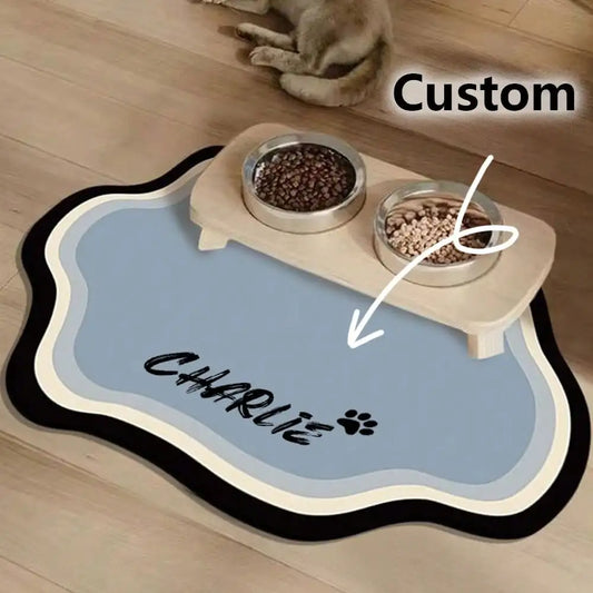 Custom Pet Feeding Mat - Non-Slip, Quick-Dry Design with Personalized Name